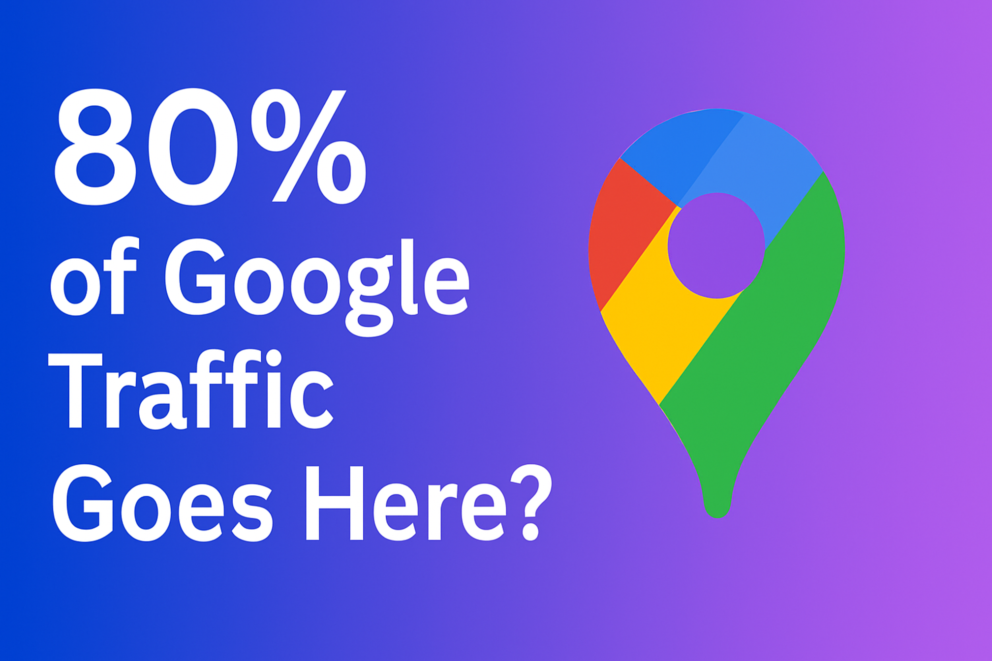 Graphic showing that 80% of Google traffic goes to the Local Map Pack search results, highlighting the importance of Google Business Profile ranking.