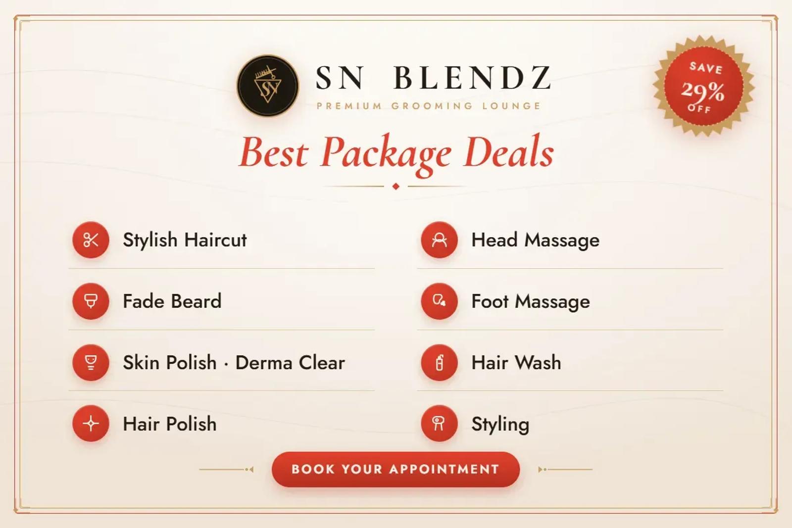 Head to toe refresh package with haircut, skin polish and massage at SN Blendz Lahore