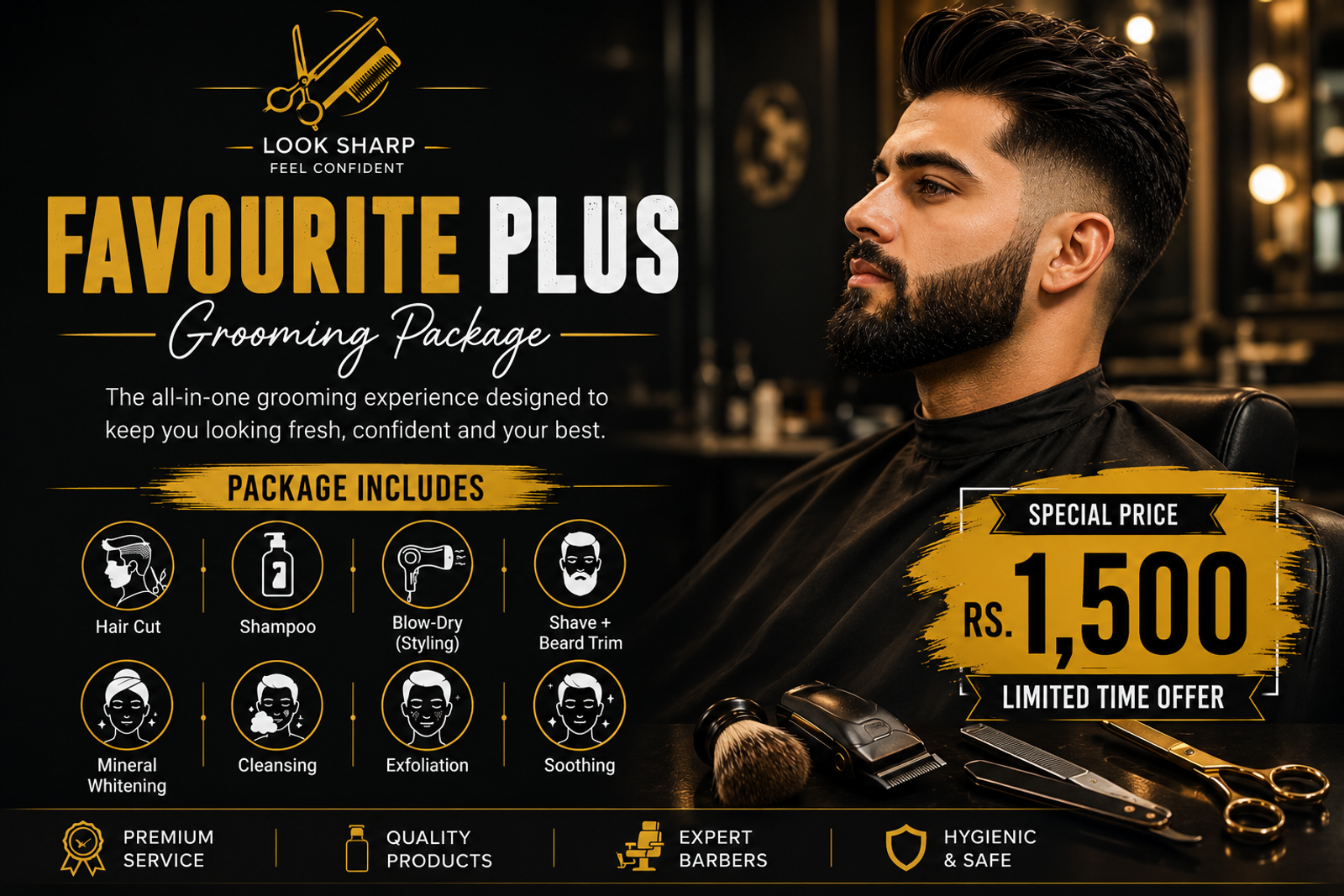 Haircut, precision shave and head and shoulder massage at Defence Hair Salon, DHA Phase 1 Lahore