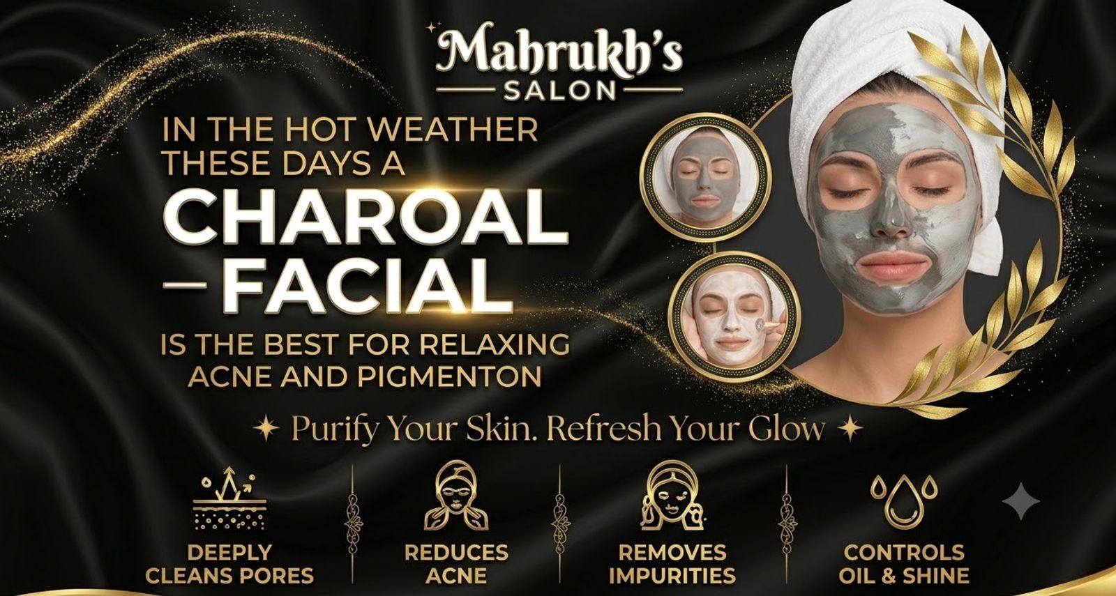 Charcoal detox facial for acne and oily skin at Mahrukh Salon, Lahore