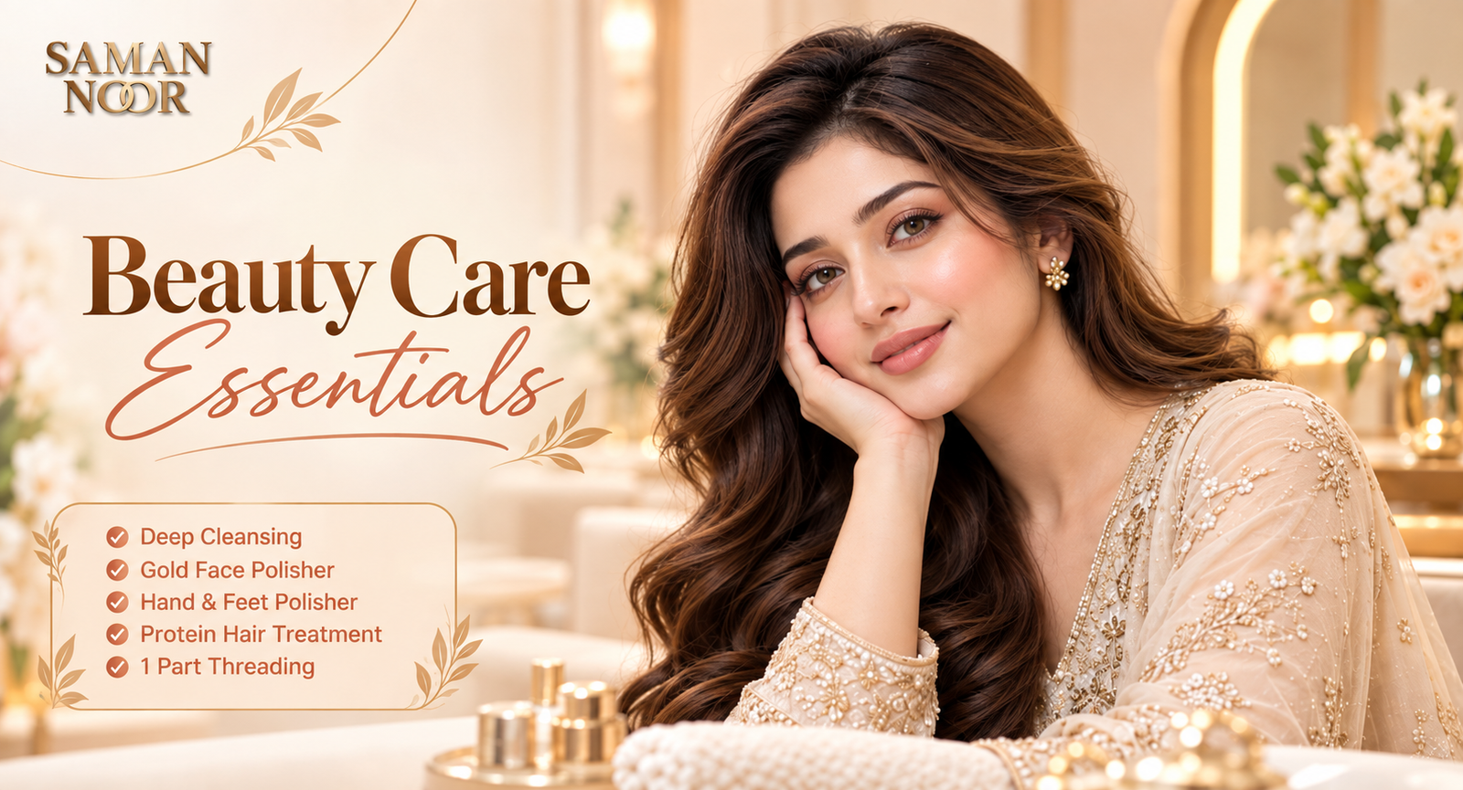 Facial cleansing and skin polish care at Saman Noor Salon in DHA Lahore