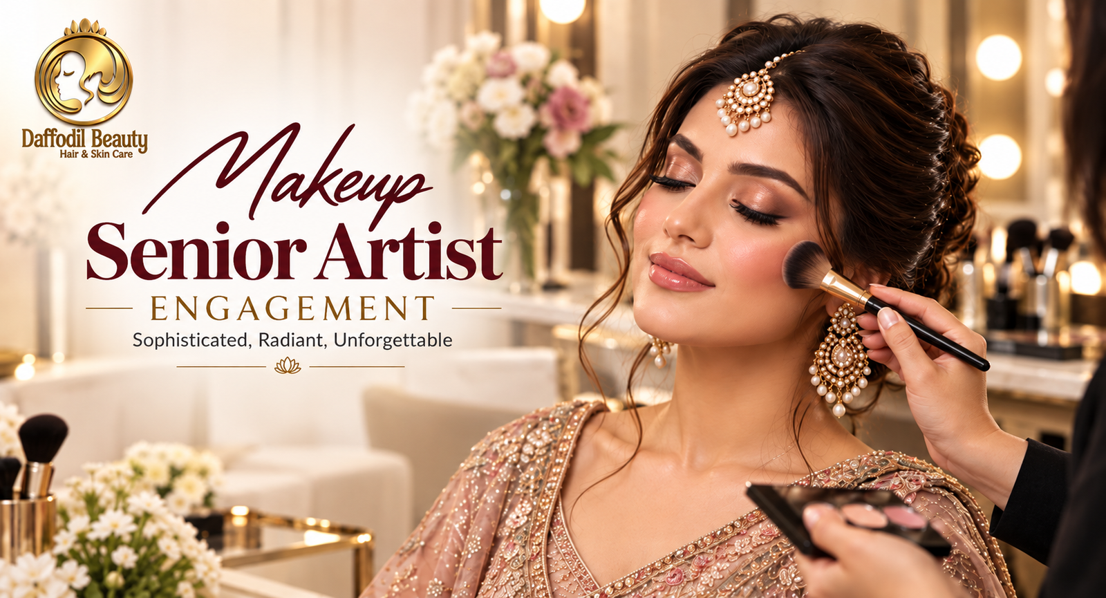 Senior artist engagement makeup application at Daffodil Beauty Lahore