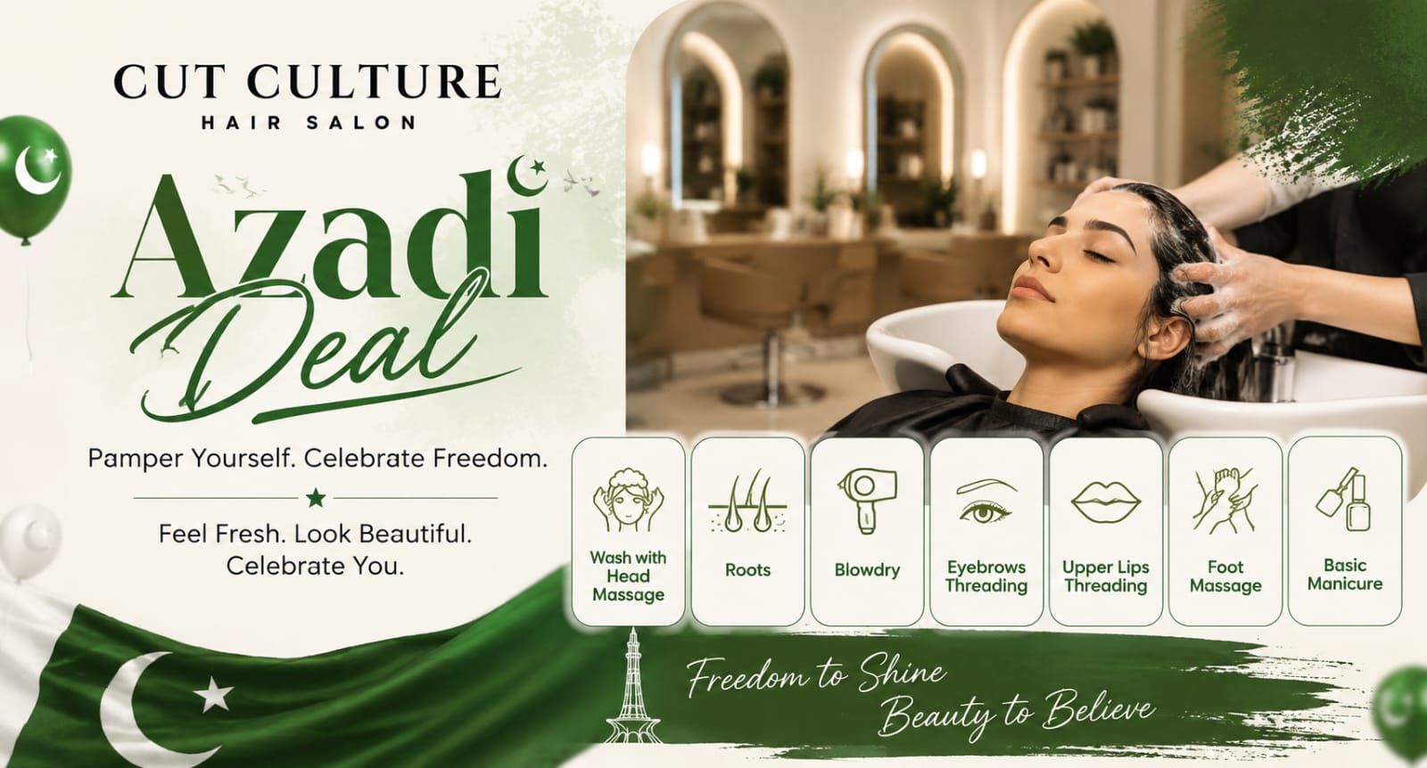 Azadi Beauty and Pamper session at Cut Culture Hair Salon in DHA Phase 6 Lahore