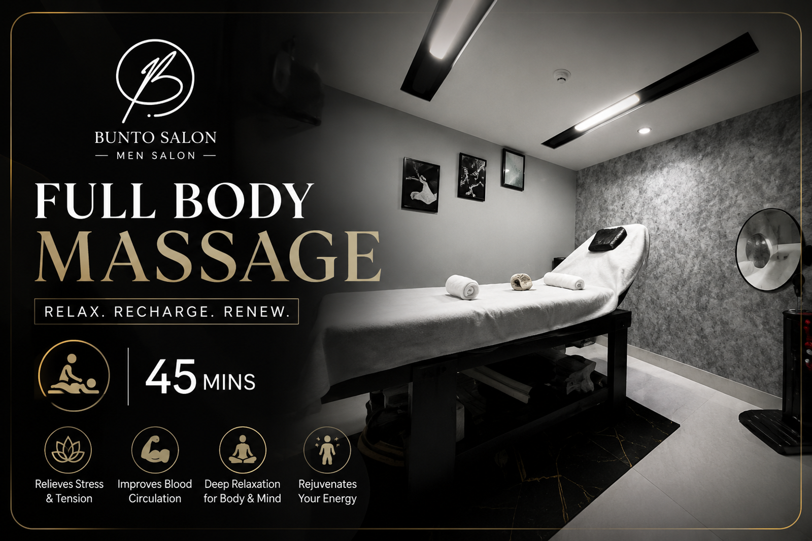 Massage room at Bunto Mens Salon in DHA Phase 5, Lahore