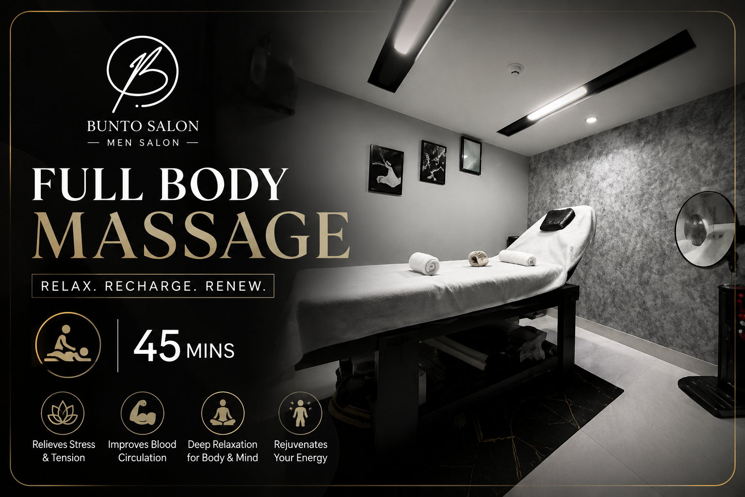 Massage room at Bunto Mens Salon in DHA Phase 5, Lahore