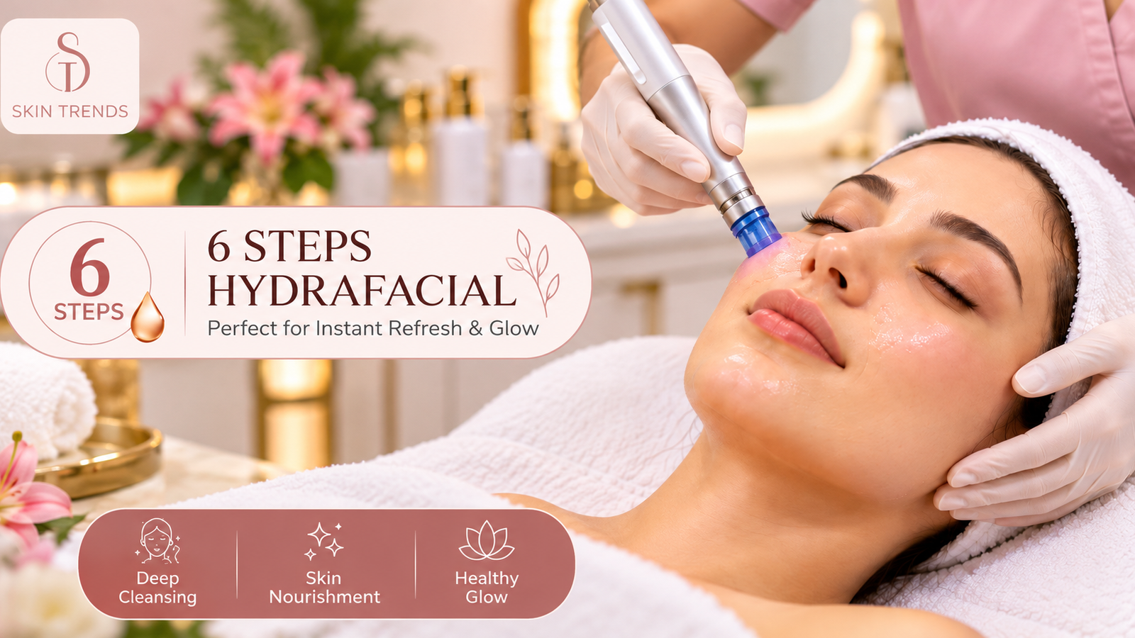 6 Steps Hydrafacial treatment session at The Skin Trends in Lahore