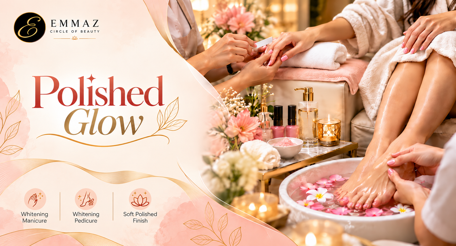 Whitening manicure and pedicure hand care by Emma’z Circle of Beauty in Eden City Lahore
