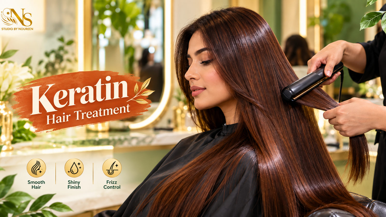 Keratin hair treatment and smoothing session at NS Studio By Noureen in Lahore