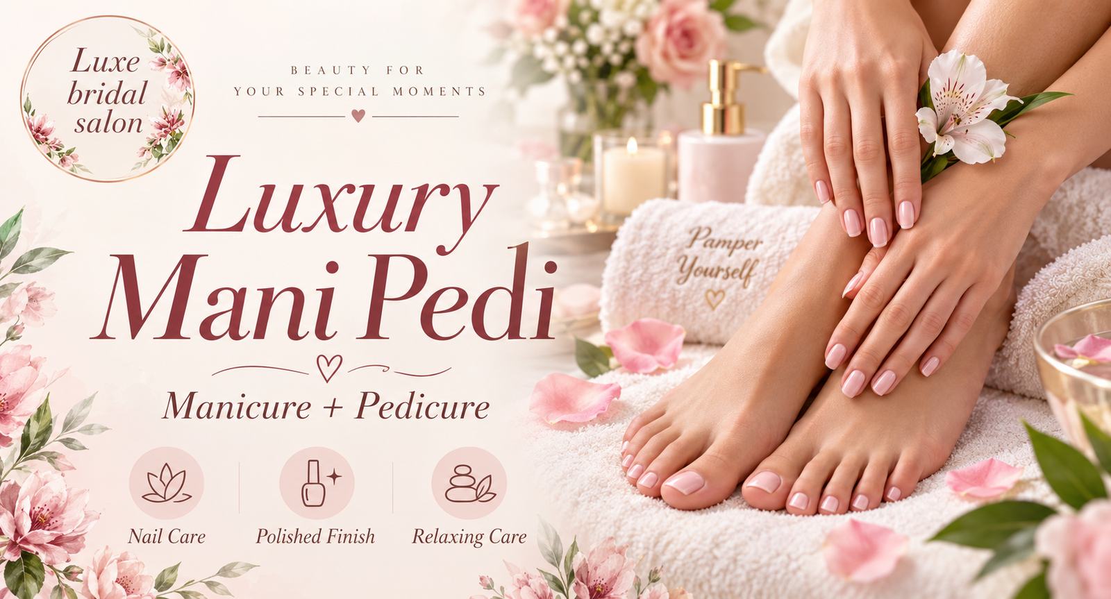 Luxury manicure and pedicure treatment at Luxe Bridal Salon in DHA Phase 5
