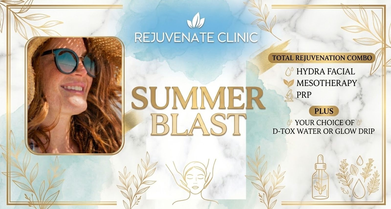 Total rejuvenation combo with hydrafacial, PRP and a glow drip at Rejuvenate Clinic, Lahore