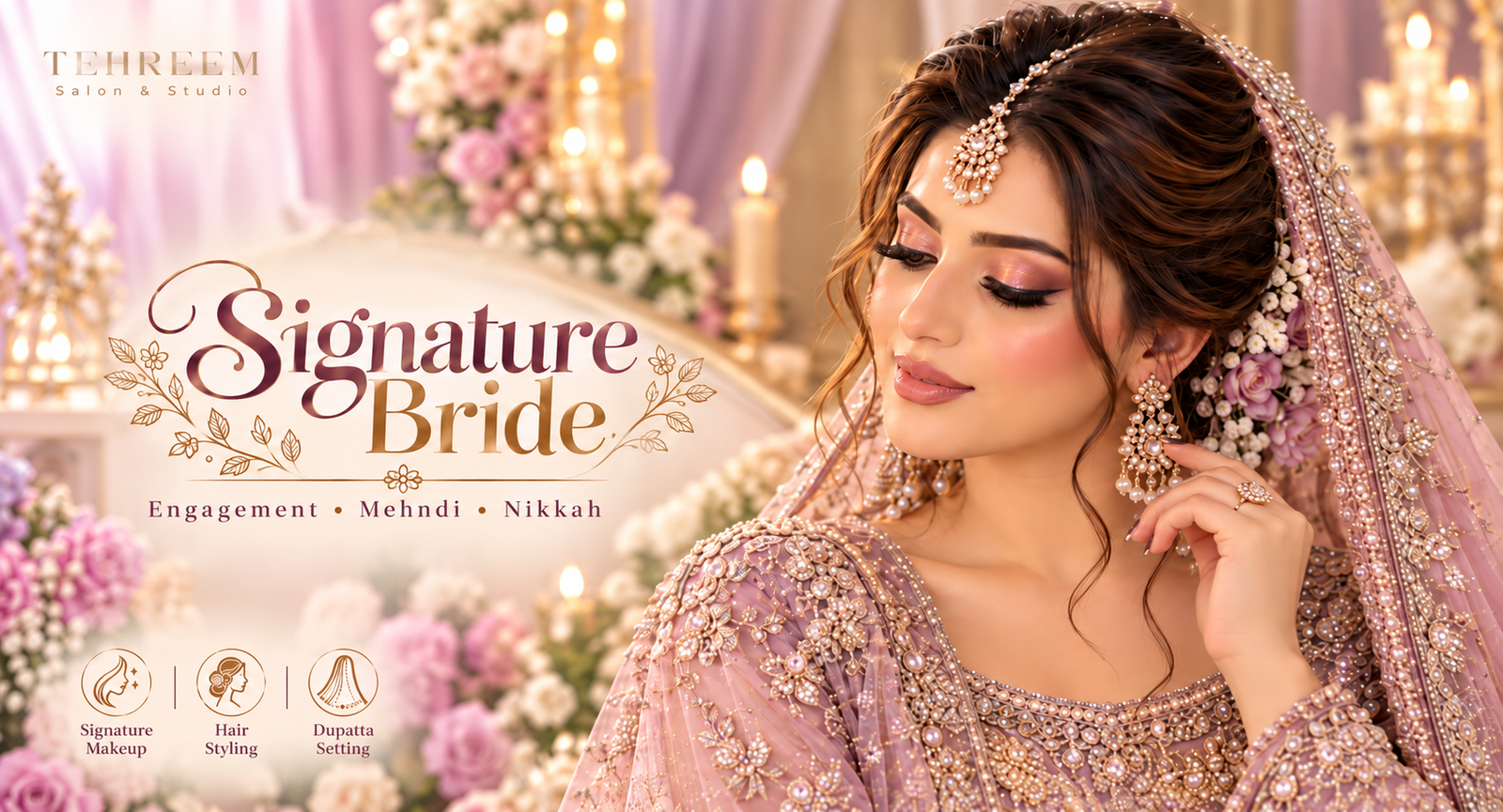 Signature bridal makeover styling at Tehreem Salon in DHA Lahore
