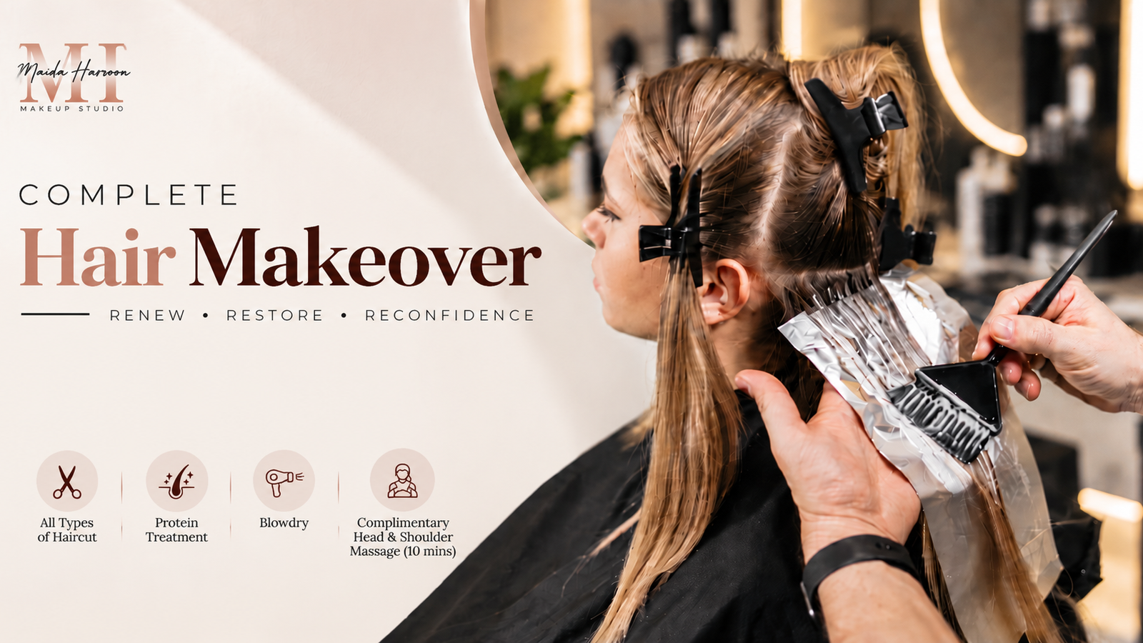 Professional haircut and blow dry styling session in a Lahore salon