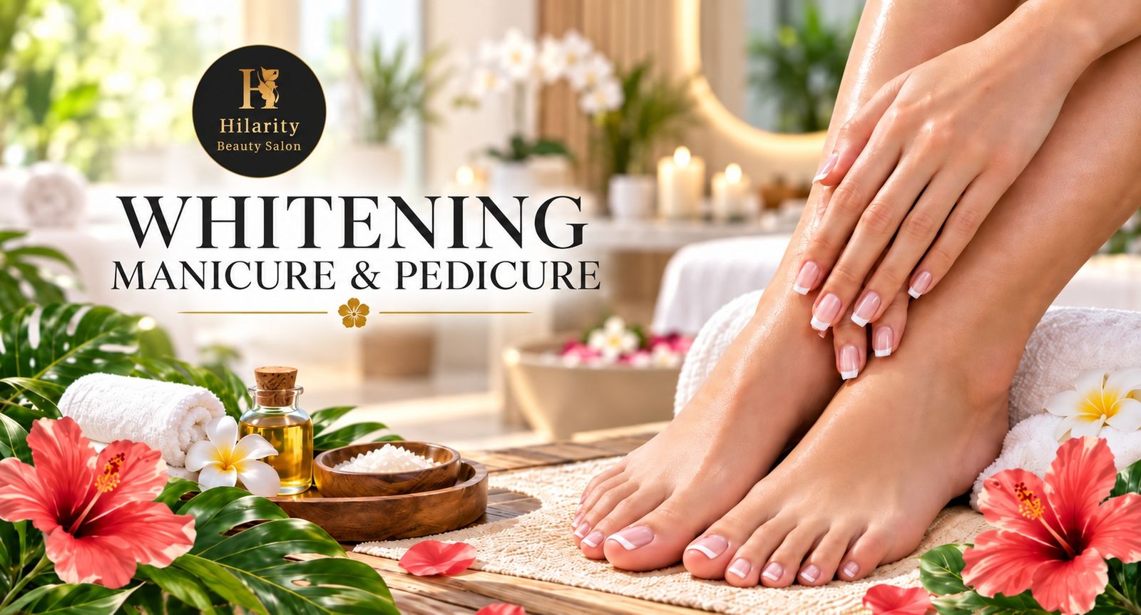 Whitening manicure and pedicure treatment at Hilarity Beauty Salon in DHA Phase 4 Lahore