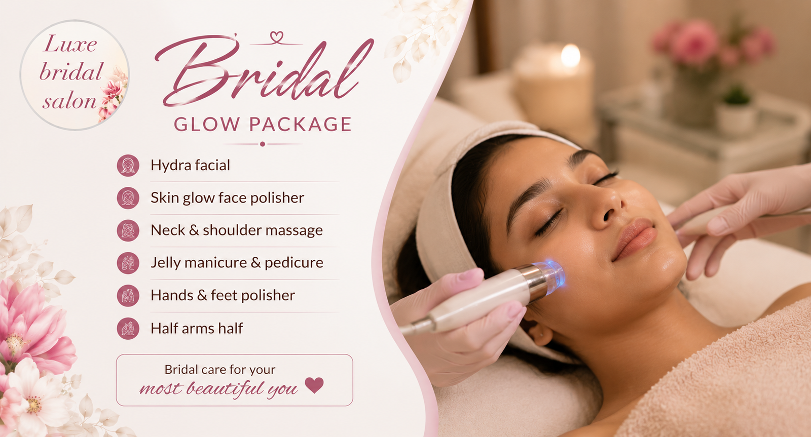 Bridal skin and beauty treatment room at Luxe Bridal Salon in DHA Phase 3 Lahore
