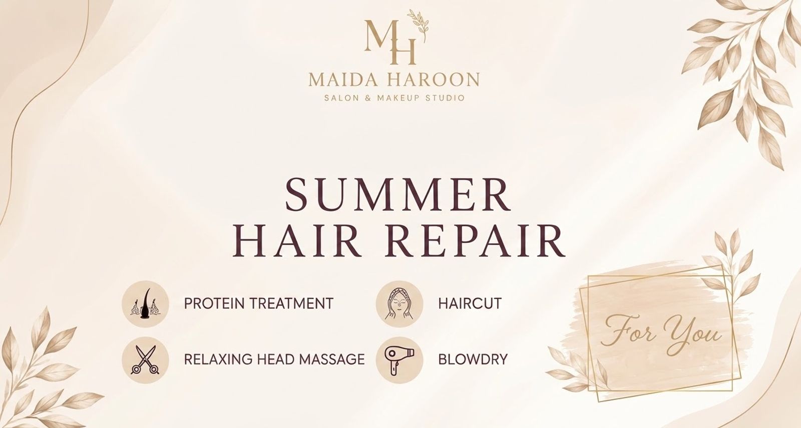 Summer Hair Repair Treatment at Maida Haroon Studio Lahore