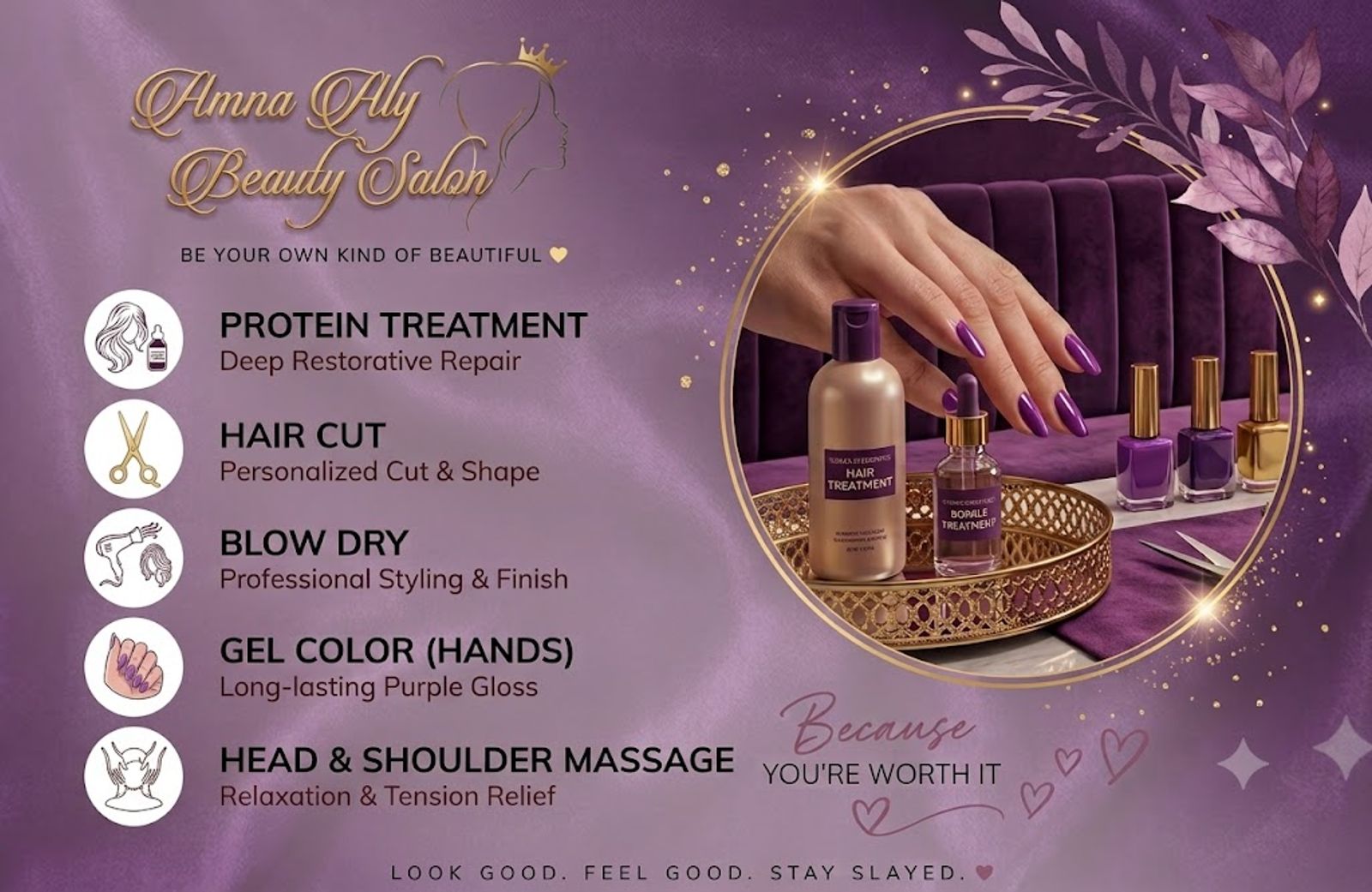 Protein treatment, haircut, colour and blow dry at Amna Aly Khan Beauty Bar, Lahore