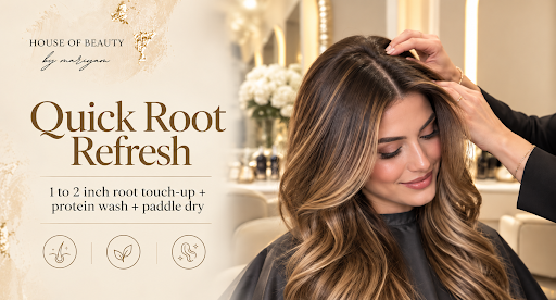Quick Root Refresh root touch-up and paddle dry at Salon X in DHA Phase 3