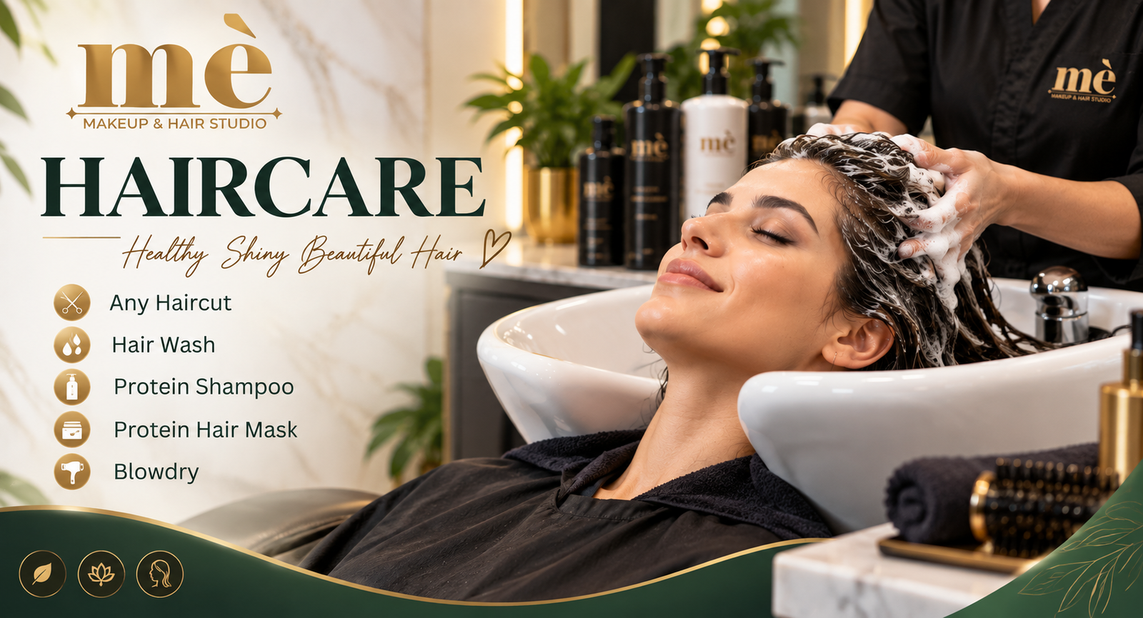 Hair treatment and mask application at Me Makeup and Hair Studio