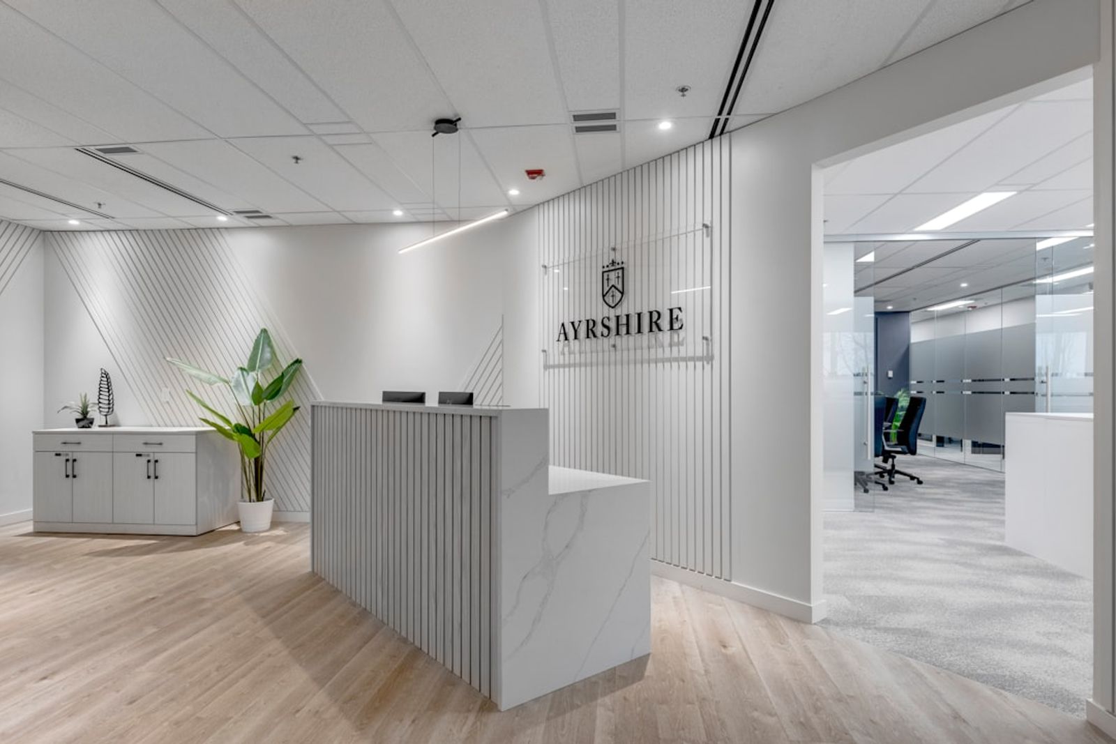 Reception and consultation area in a modern aesthetic dermatology clinic