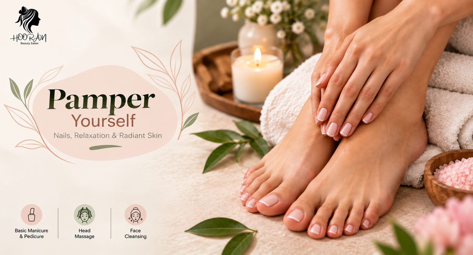 Relaxing manicure and pedicure station at Hoorain Beauty Salon in DHA Phase 2 Lahore