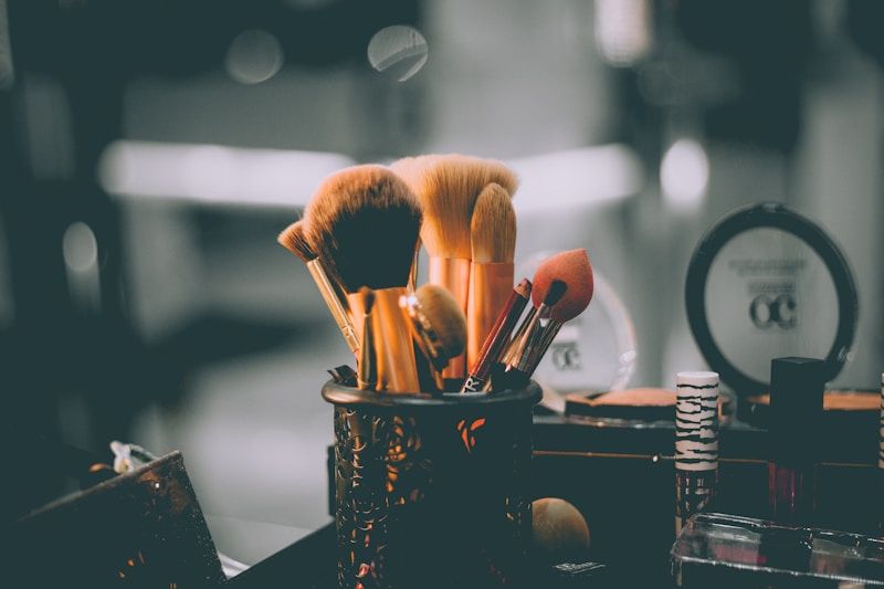 Aesthetic salon products arranged for brow lamination and eyelash maintenance