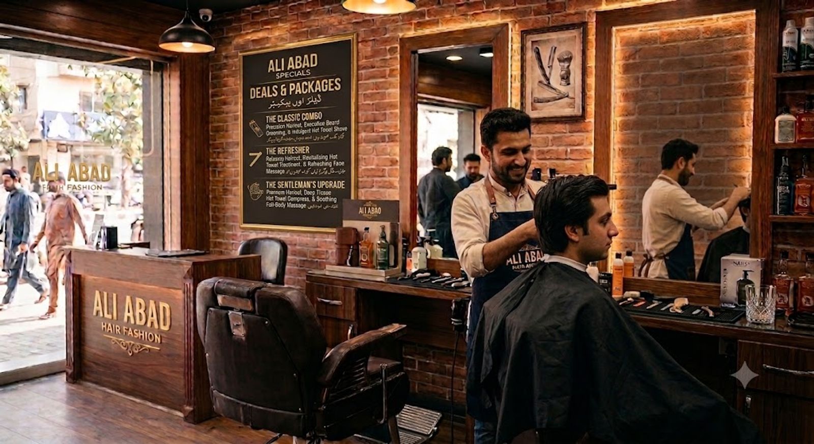 Men's haircut, beard shaping and head massage combo at Ali Abad Hair Fashion, DHA Phase 1 Lahore
