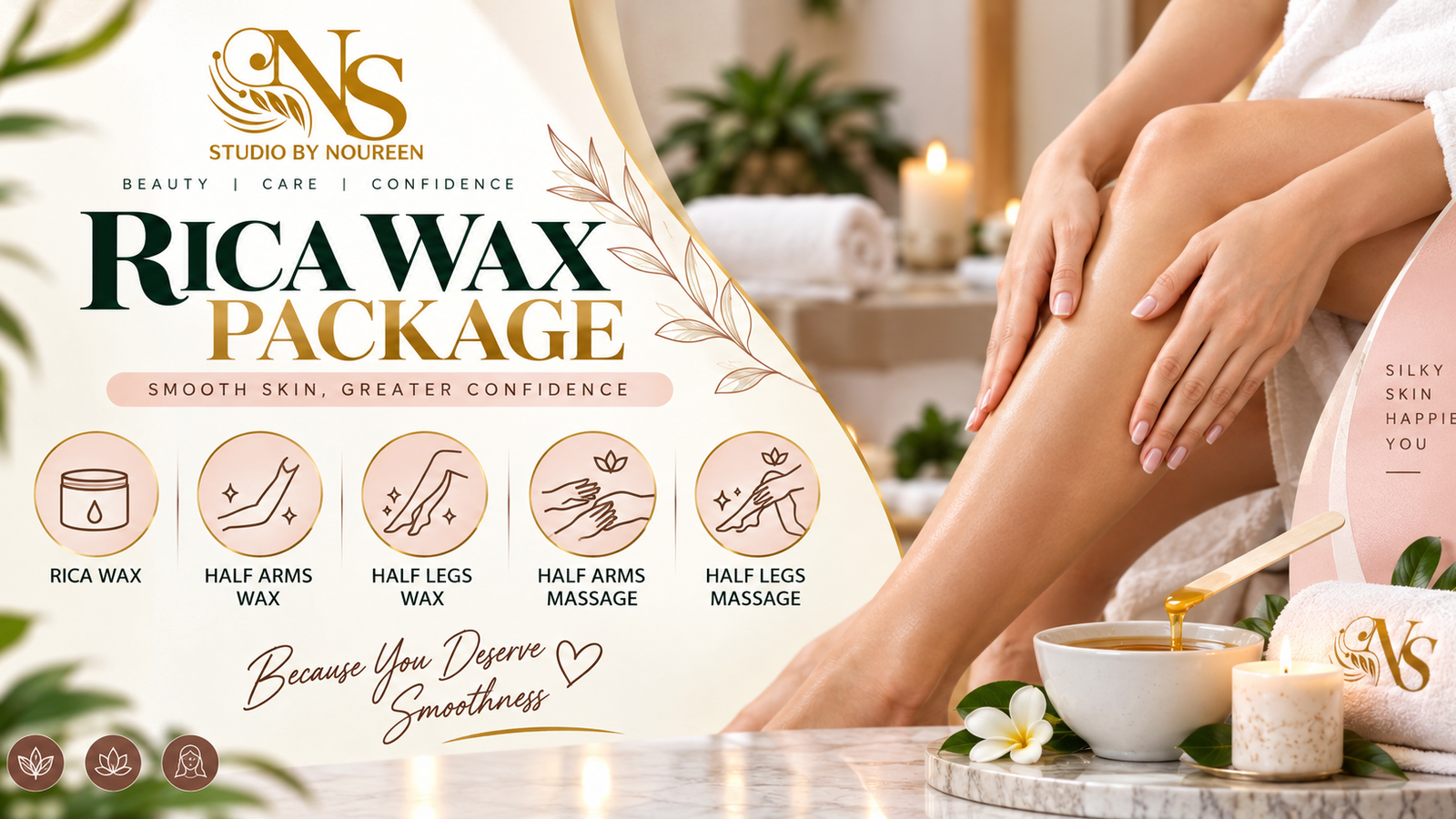 Rica Wax and body care treatment setup at NS Studio by Noureen in DHA Lahore