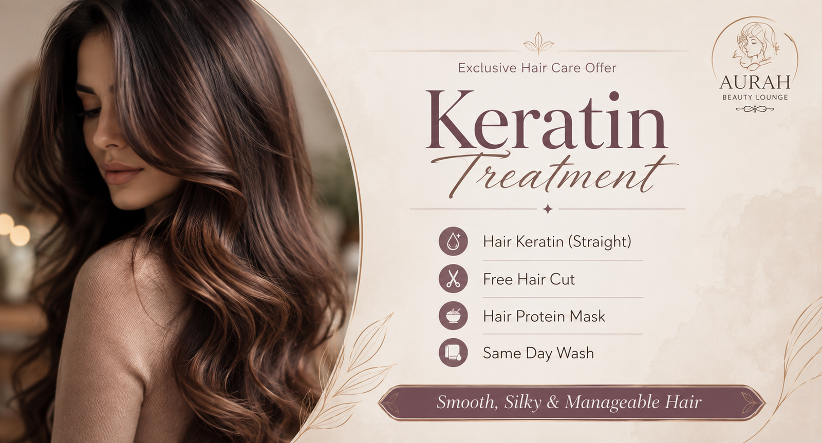 Keratin Treatment and Haircut at Aurah Beauty Lounge Lahore