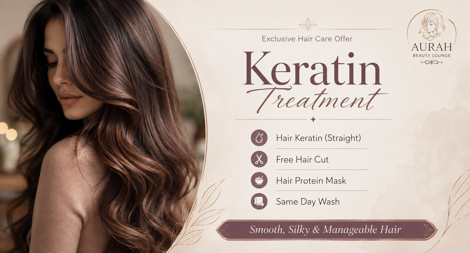 Keratin Treatment and Haircut at Aurah Beauty Lounge Lahore