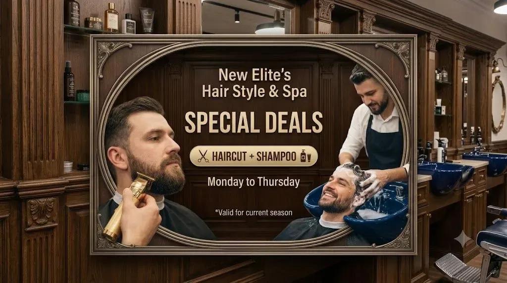 New Elites weekday haircut and shampoo deal in DHA Phase 1, Lahore