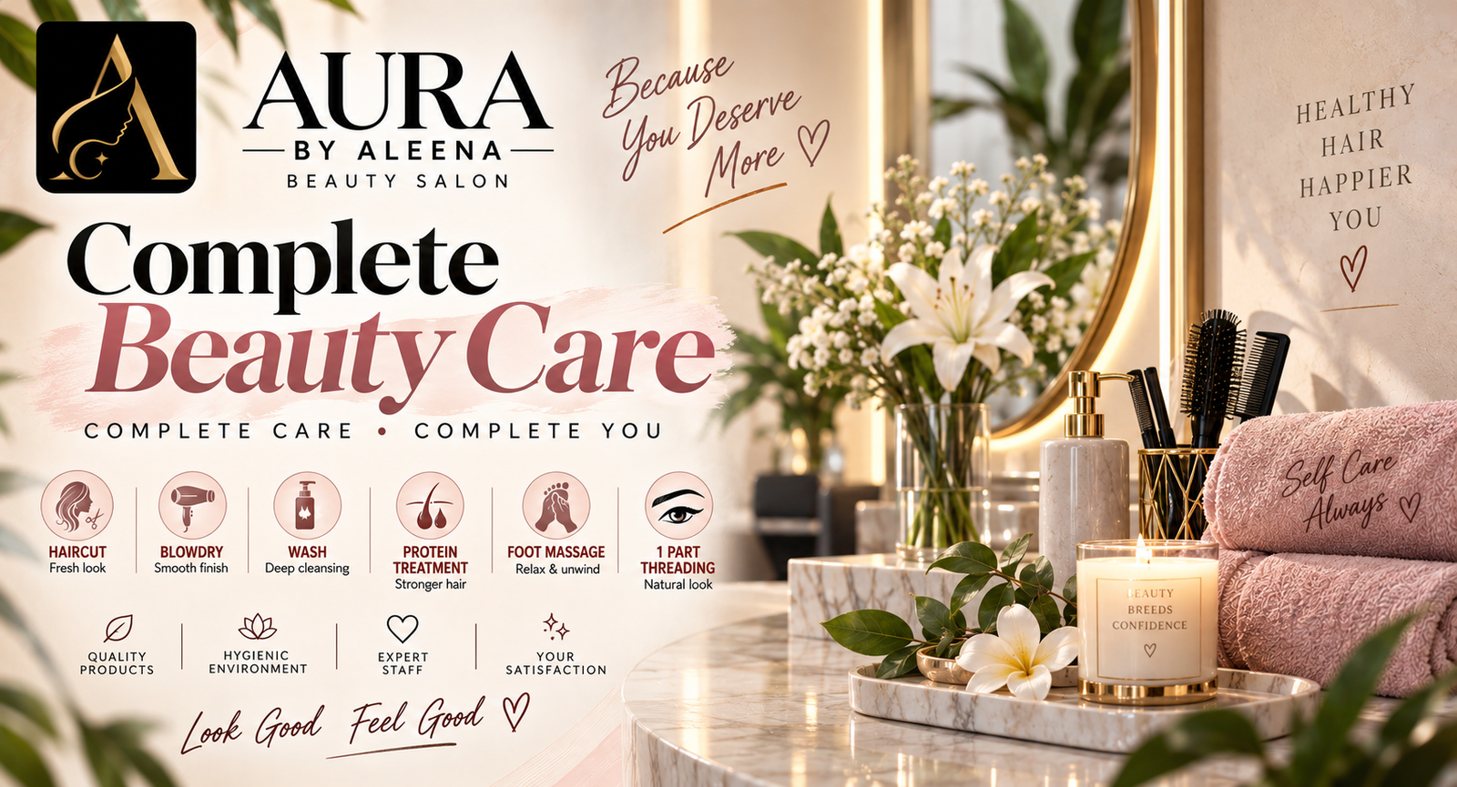 Styling station and hair care treatment at Aura by Aleena
