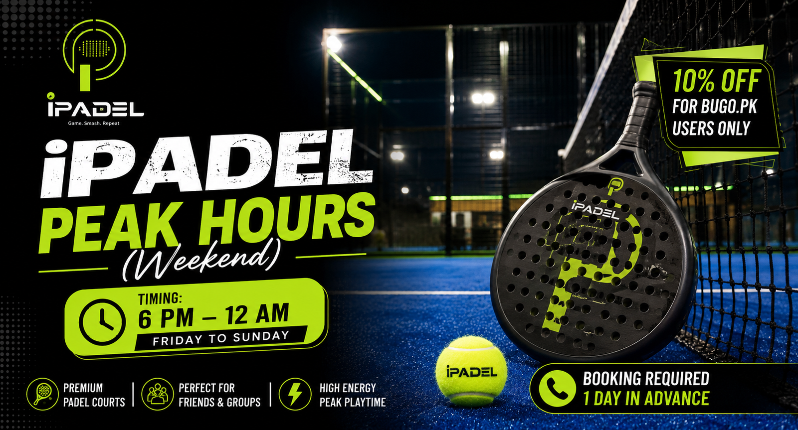 Padel court facility and playing enclosure at iPadel Lahore