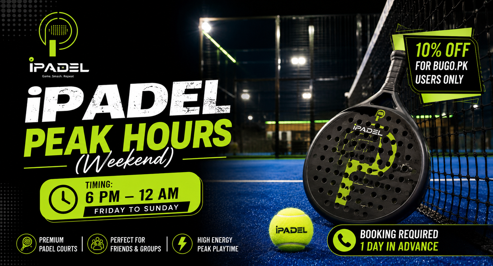 Padel court facility and playing enclosure at iPadel Lahore