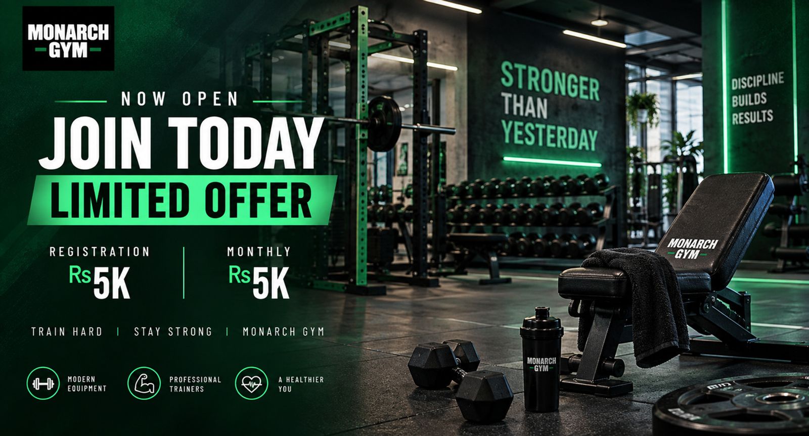 Workout floor and modern strength equipment at Monarch Gym in DHA Phase 5
