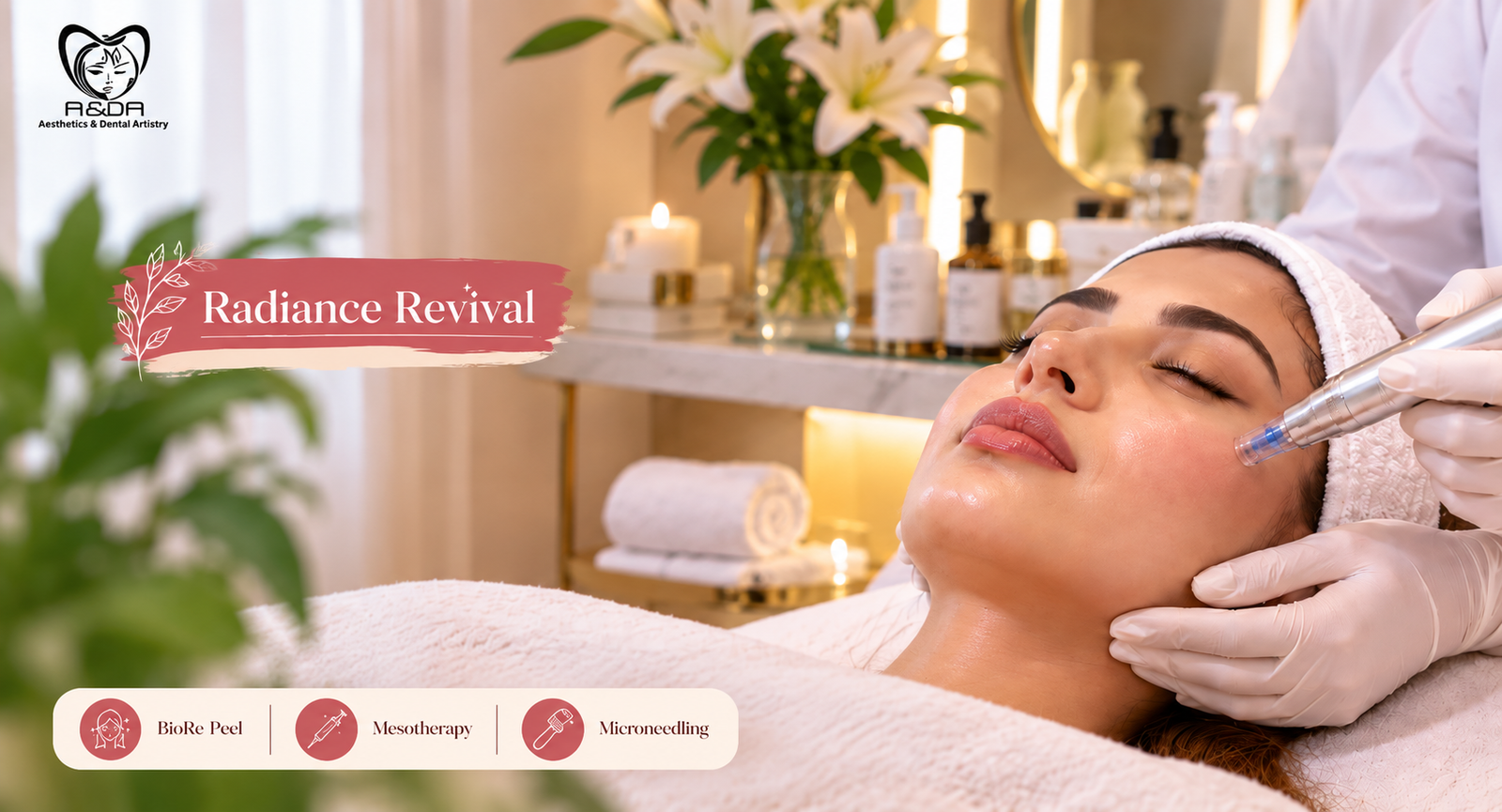 BioRe Peel and microneedling skin revival session at Aesthetics and Dental Artistry in DHA Phase 6 Lahore