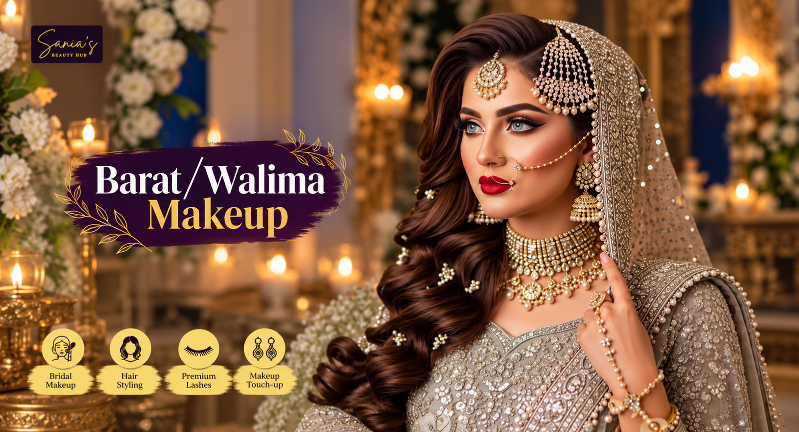 Soft glam bridal makeup at Sania's Beauty Hub DHA Phase 4 Lahore