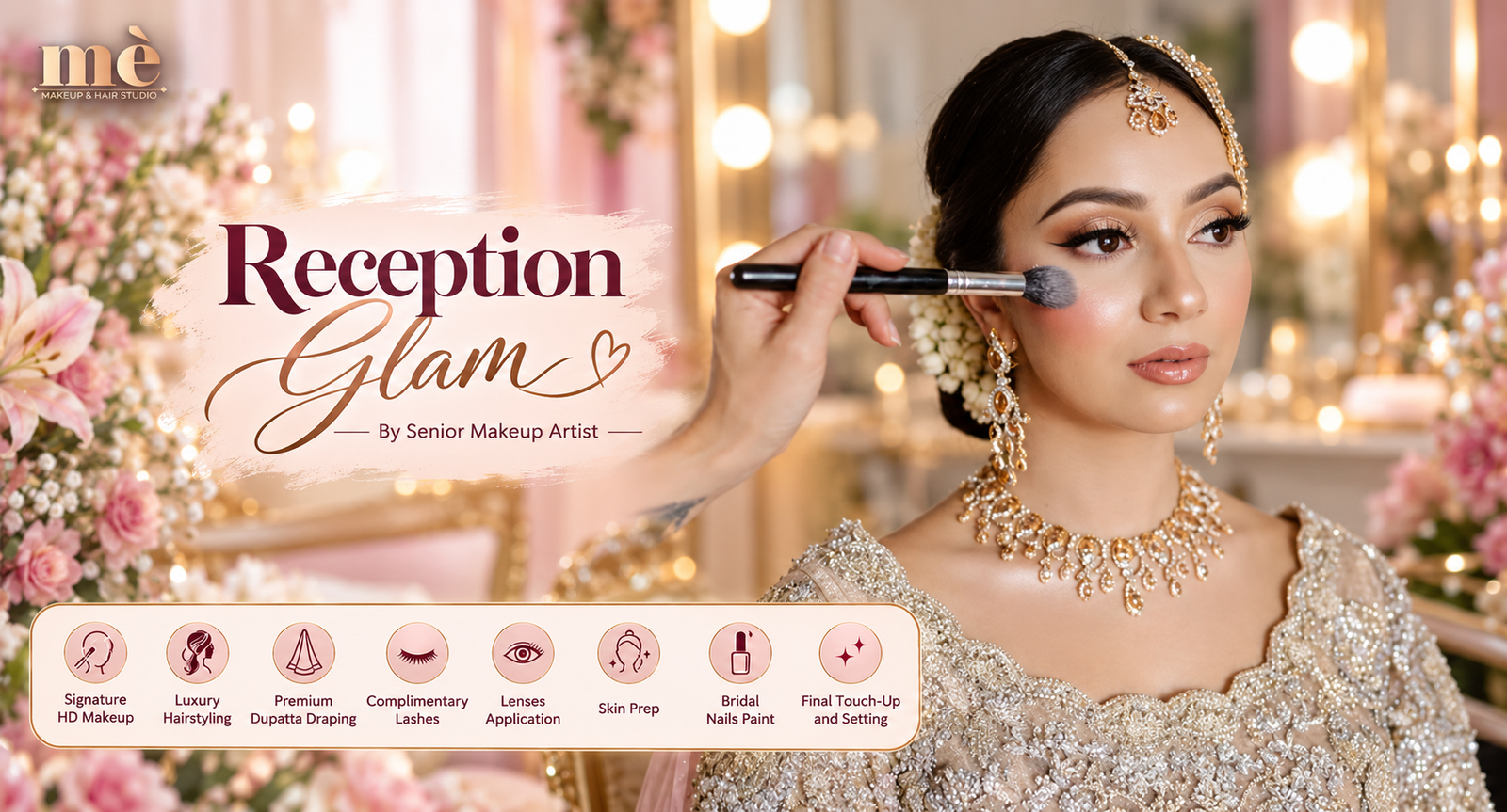 HD Walima and reception makeover by ME Makeup and Hair Studio in DHA Lahore