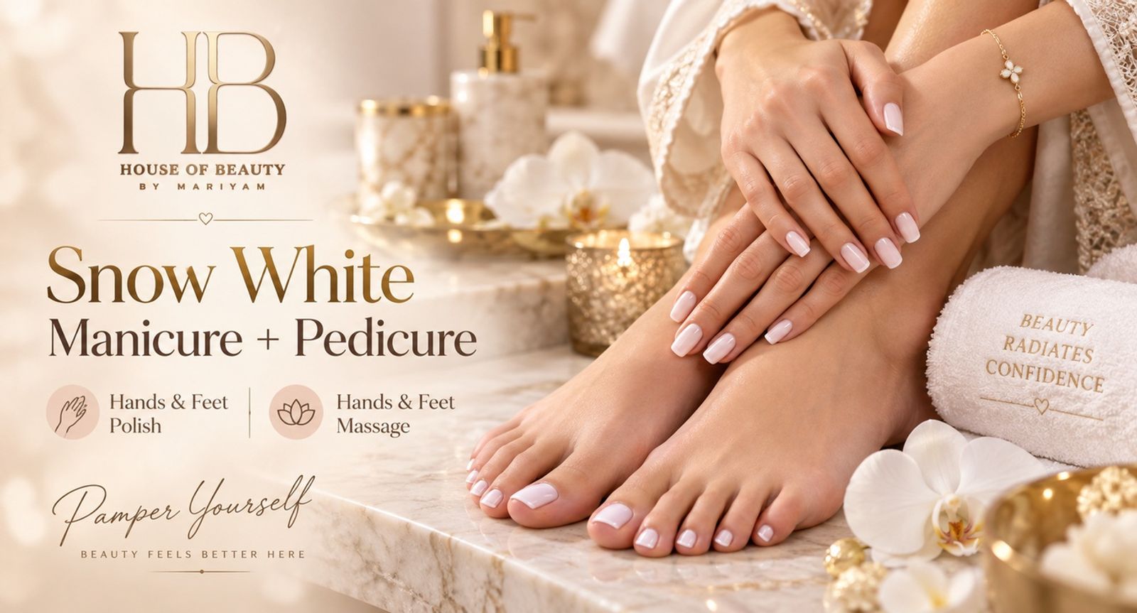 Snow White Manicure and Pedicure session at House of Beauty in DHA Phase 2 Lahore