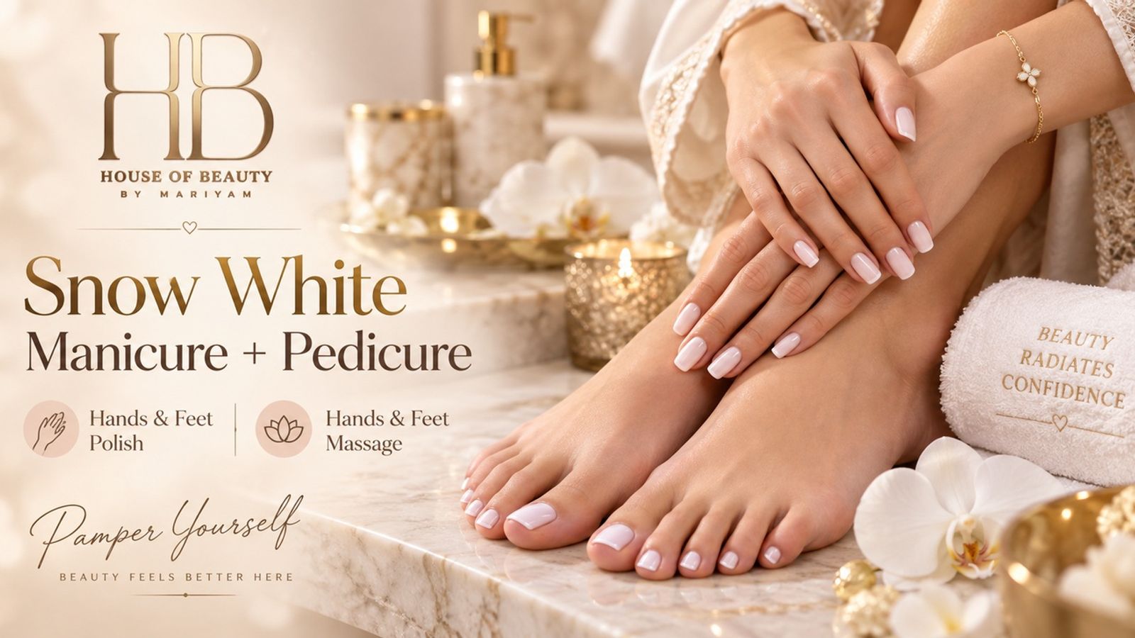 Snow White Manicure and Pedicure session at House of Beauty in DHA Lahore