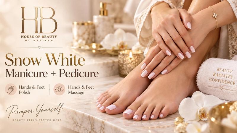 Snow White Manicure and Pedicure session at House of Beauty in DHA Lahore
