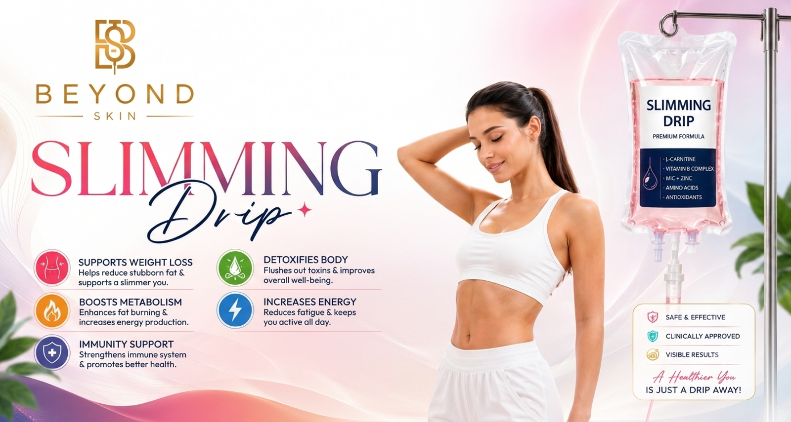 Slimming Drip IV therapy session at Beyond Skin Aesthetics in Lahore
