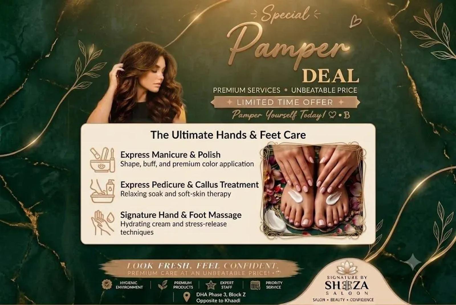 Signature by Sheeza hands and feet care deal with manicure and pedicure, DHA Phase 3 Lahore