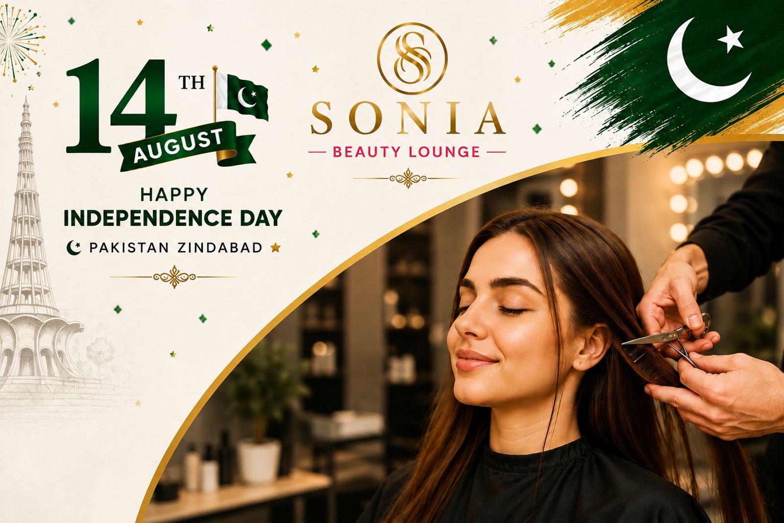 Independence Day Hair Glow treatment at Sonia's Beauty Lounge Lahore