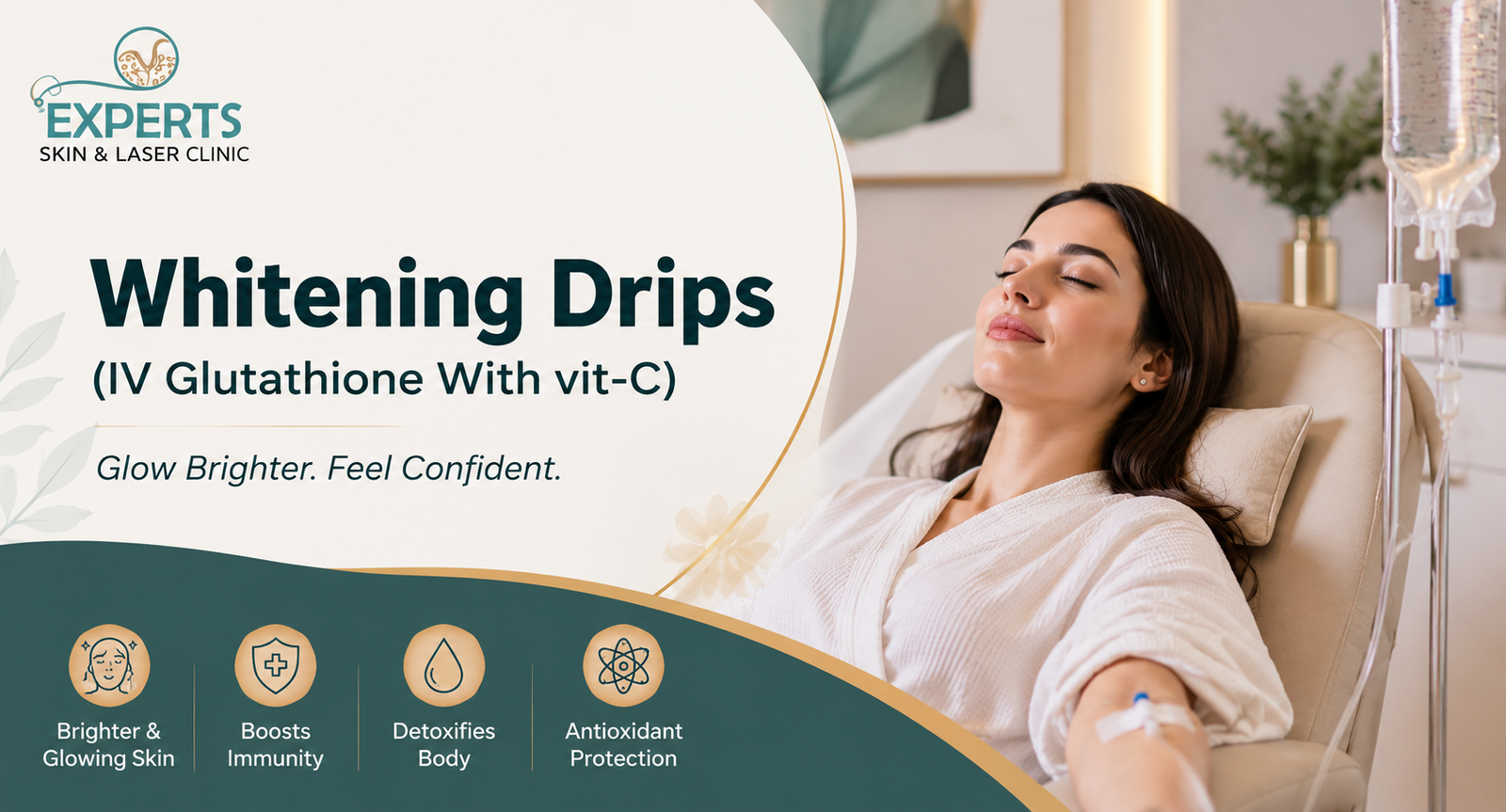 IV Glutathione and Vitamin C whitening drip setup