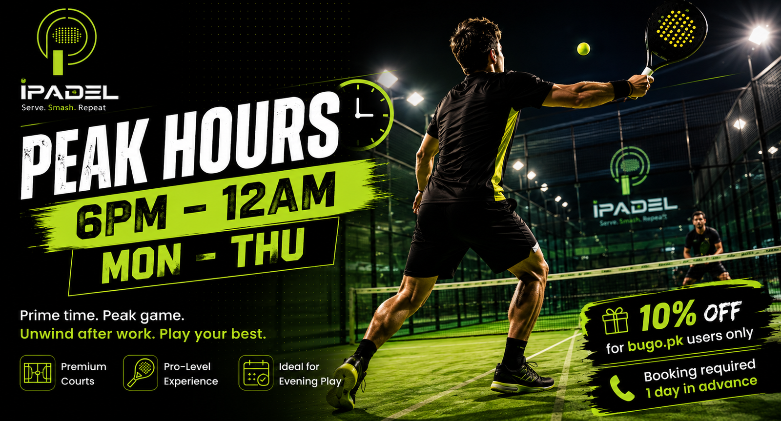Regulation padel court and playing surface at iPadel Lahore