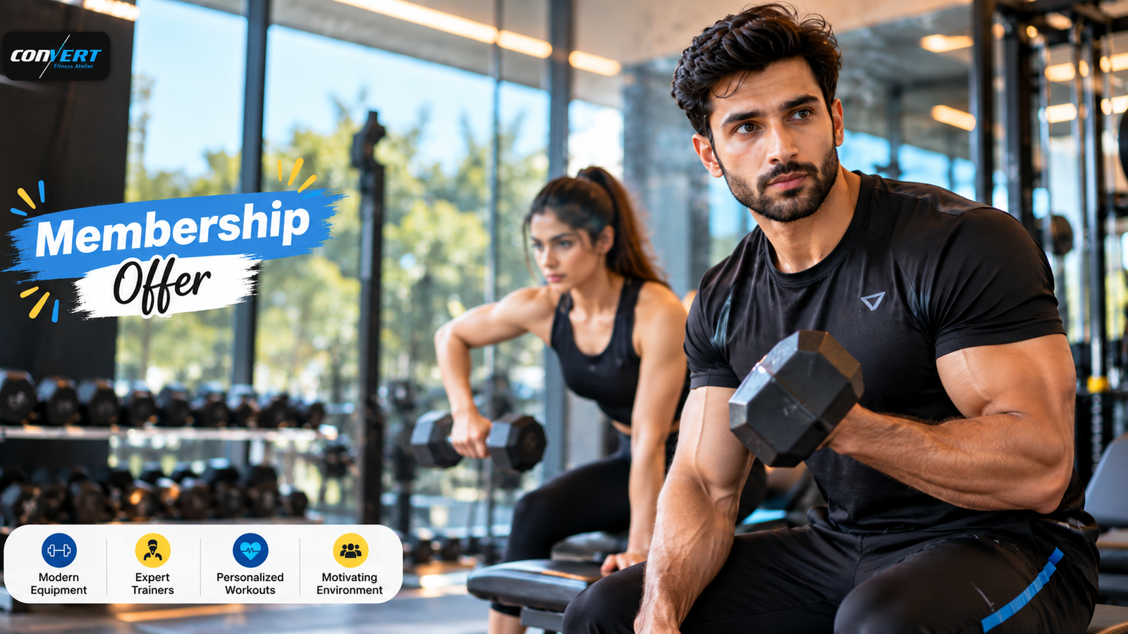 Modern fitness equipment and weight training area inside a premium Lahore gym