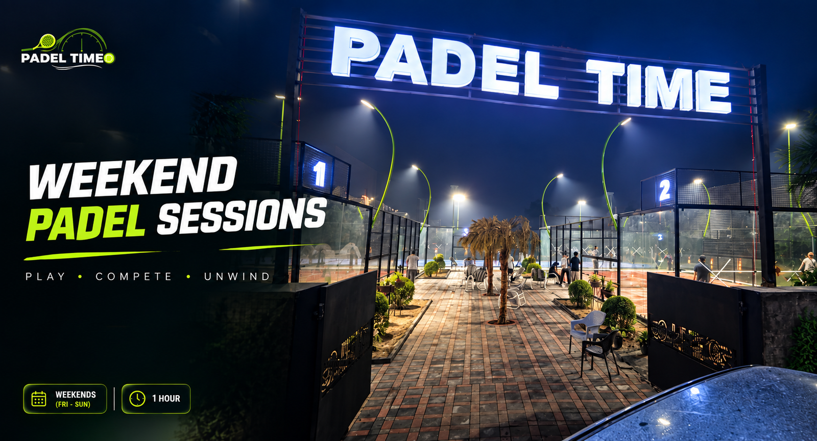 Indoor padel tennis court at Padel Time