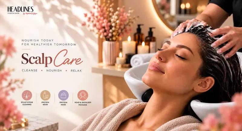 Scalp Care treatment products and cleansing at Headlines Studio