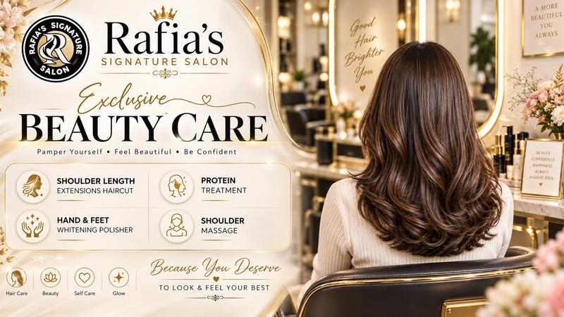 Haircut and beauty care treatment at Rafia's Signature Salon in Lahore
