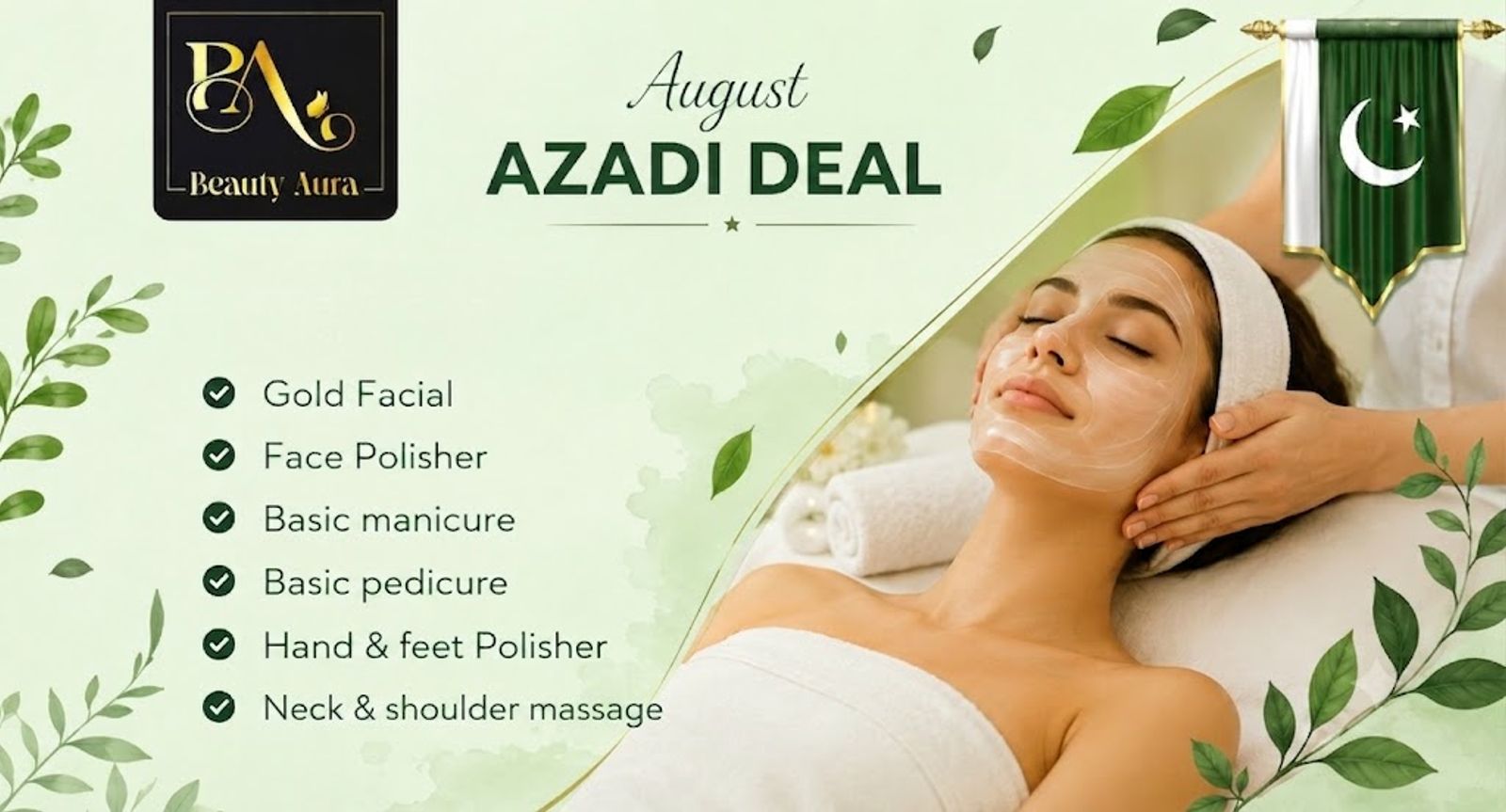 Gold facial and beauty treatment room at Beauty Aura Salon Laser and Nail Hub, DHA Phase 4 Lahore